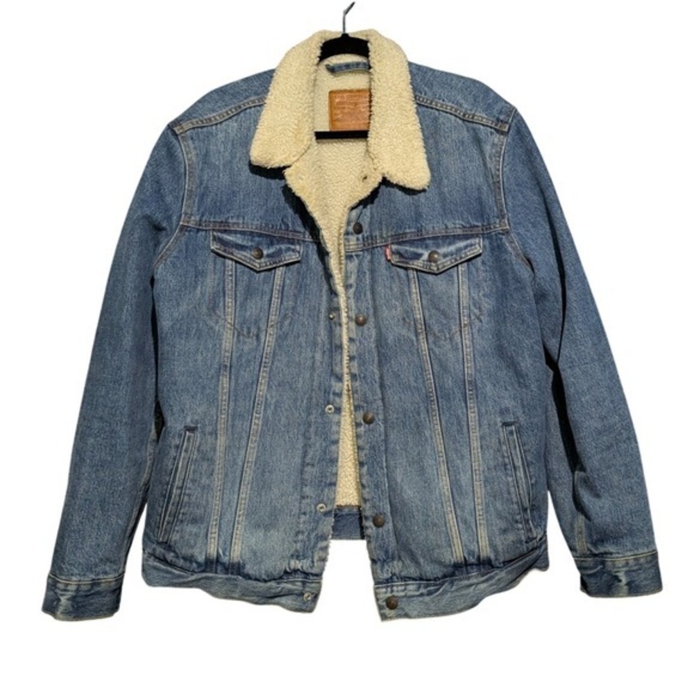 Levi's Sherpa Lined Denim Trucker Jacket Men's XL - Picture 2 of 9